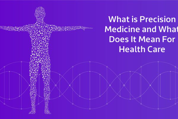 purple background with text "what is precision medicine and what does it mean for health care"