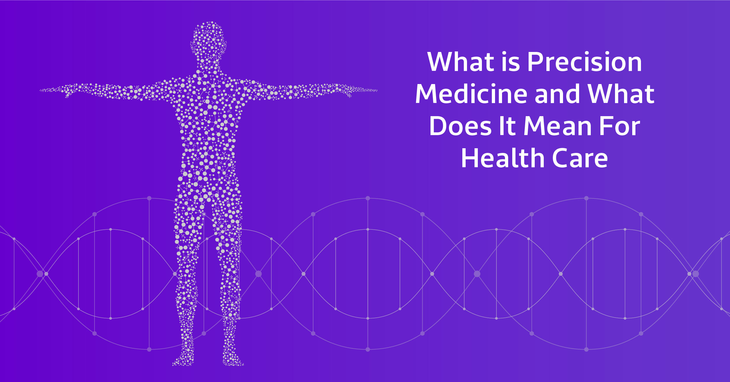 purple background with text "what is precision medicine and what does it mean for health care"